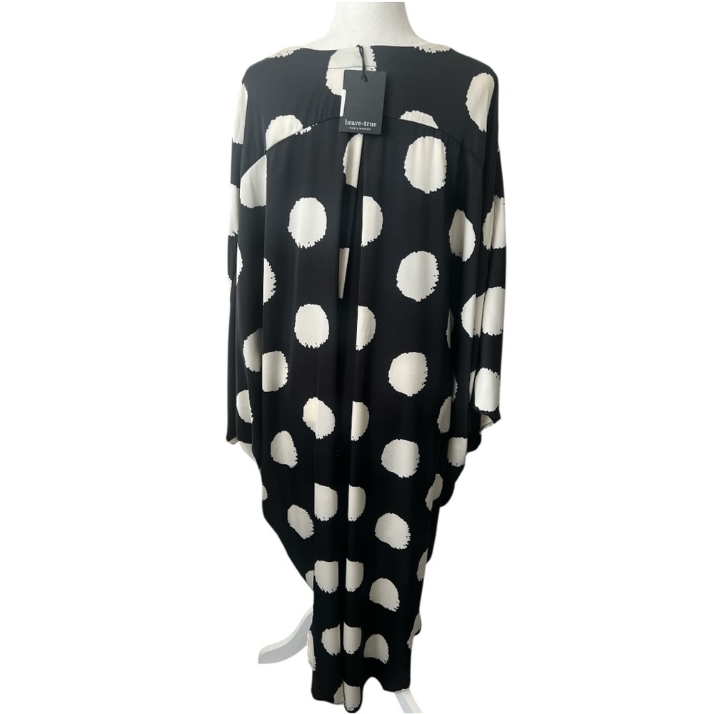 NWT Brave + True Claudia Shirt Black Ivory Spot High Low Button Front One Size - Picture 7 of 12